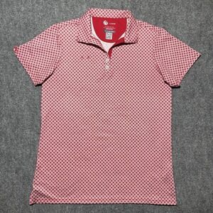 Oobe Chick-Fil-A CFA Polo Shirt Women Sz M Red White Geometric Employee Uniform
